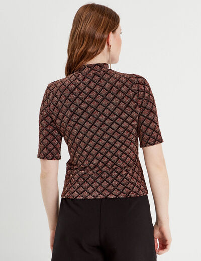 T-shirt col montant bordeaux femme