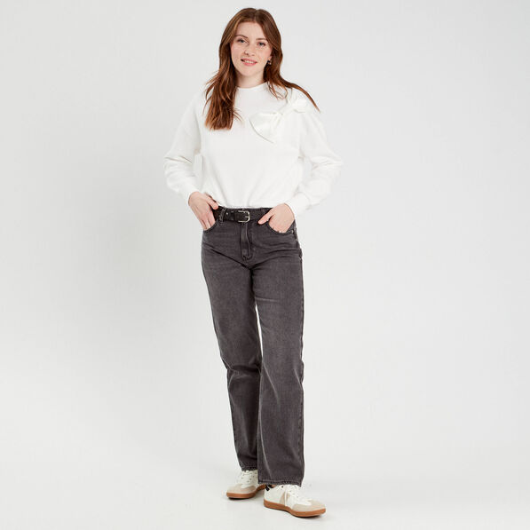 sweat manches longues noeud ecru femme Sweat manches longues noeud ecru femme