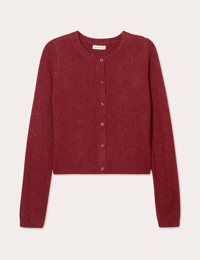 Gilet boutonné manches longues rouge foncé femme