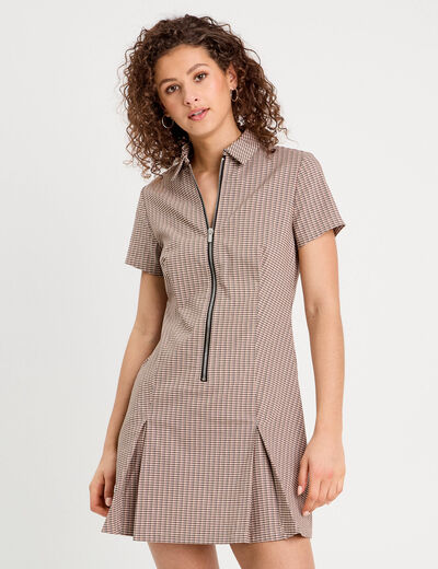 Robe patineuse zippée beige femme