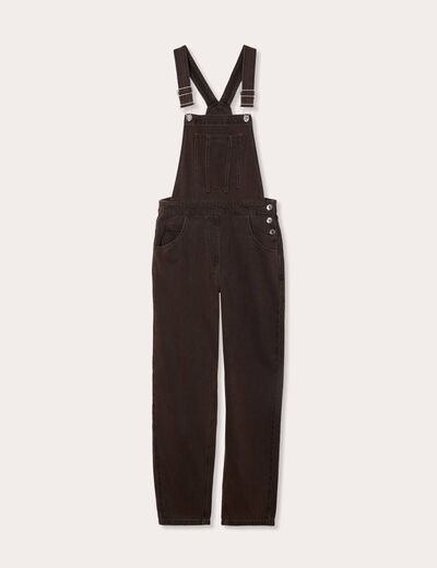 Salopette droite en jean marron foncé femme