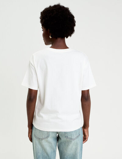 T-shirt oversize manches courtes ecru femme