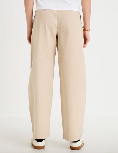 Pantalon chino coupe barrel beige femme