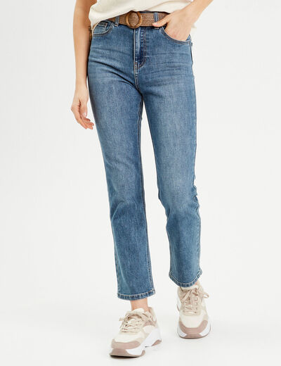Jeans flare ceinturé denim double stone femme