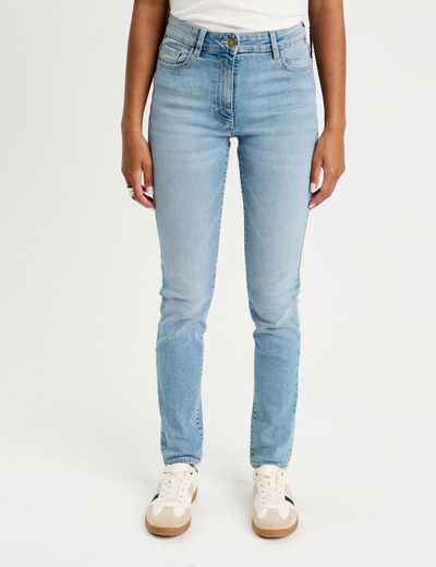 Jeans slim 5 poches denim bleach femme