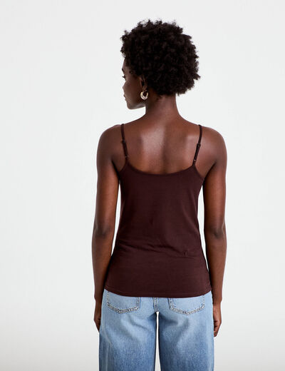 D&eacute;bardeur ajust&eacute; d&eacute;collet&eacute; dentelle marron femme