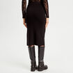 Jupe tricot midi droite noir femme