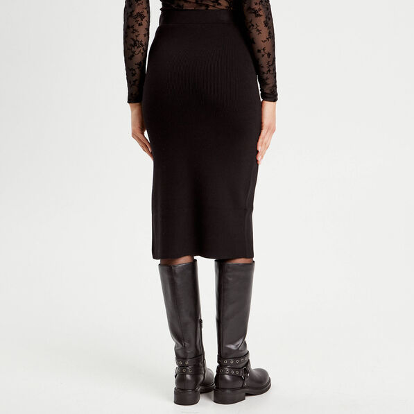 jupe tricot midi droite noir femme Jupe tricot midi droite noir femme