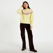 Pantalon bootcut taille haute velours marron fonc&eacute; femme