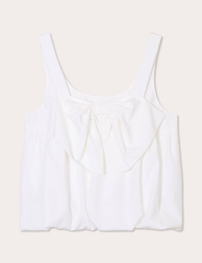 Crop top avec noeud ecru femme