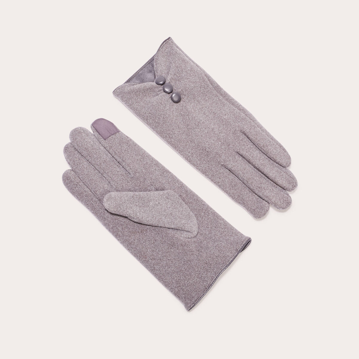 Gants avec boutons gris foncé femme