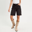 Bermuda large en jean denim noir femme