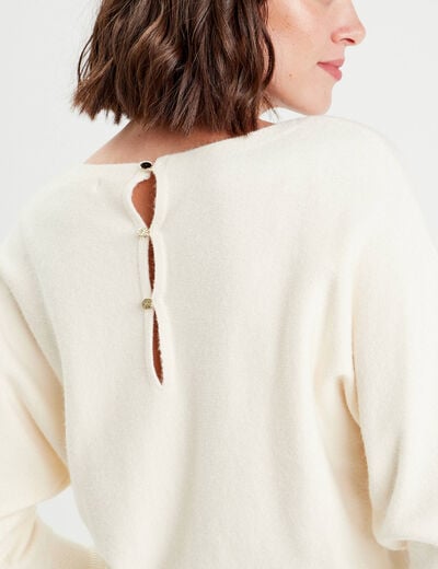 Pull manches chauves-souris ecru femme