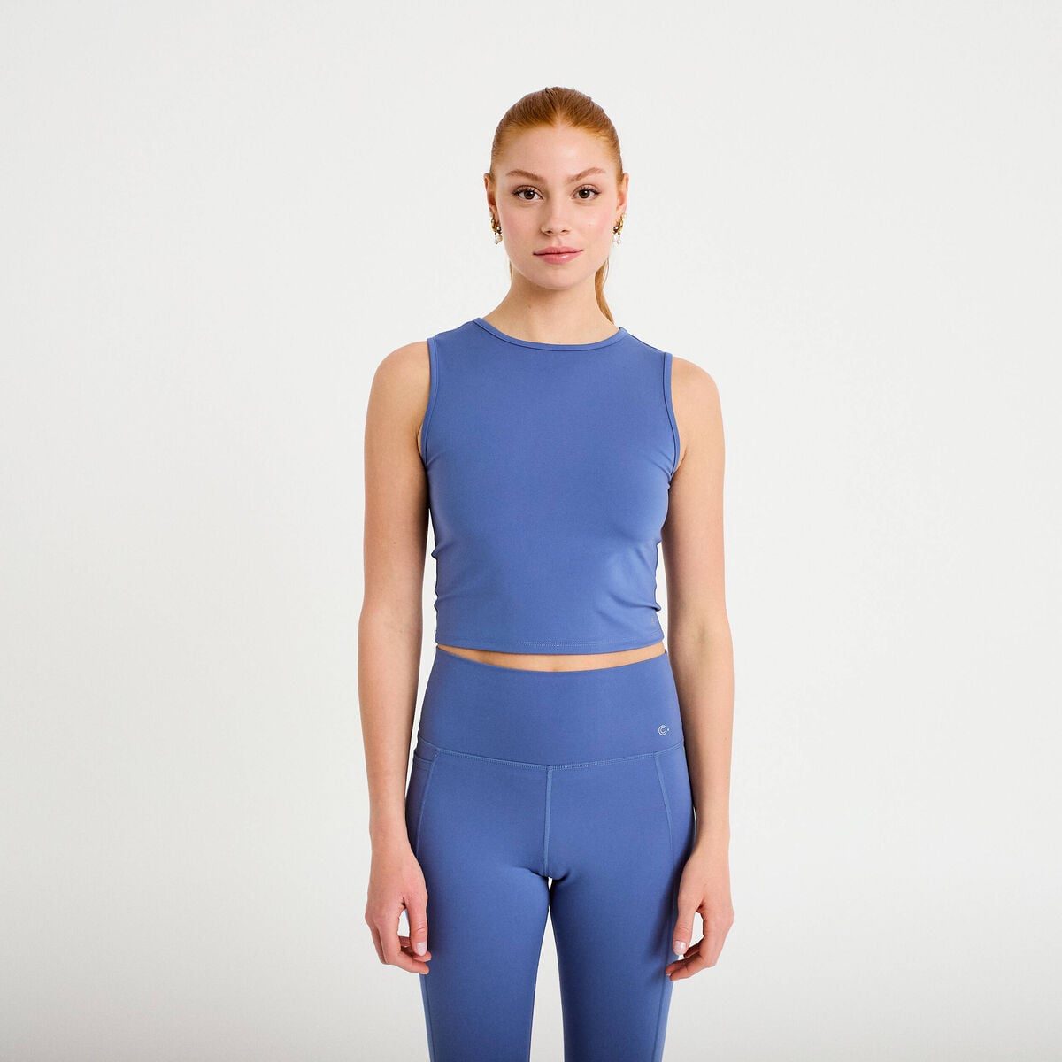 D&eacute;bardeur col rond activewear bleu fonc&eacute; femme
