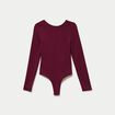 Body cintr&eacute; manches longues bateau bordeaux femme