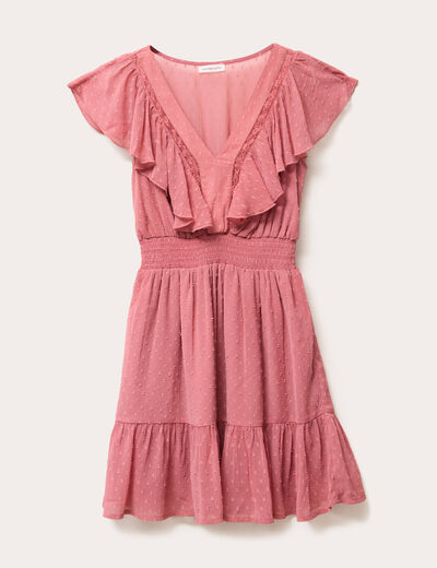 Robe évasée plumetis vieux rose femme