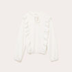 Blouse col mao bas resserr&eacute; dentelle ecru femme