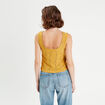 Débardeur broderie anglaise jaune moutarde femme