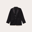 Veste col tailleur manches longues noir femme