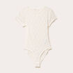 Body ajusté manches courtes dentelle ecru femme