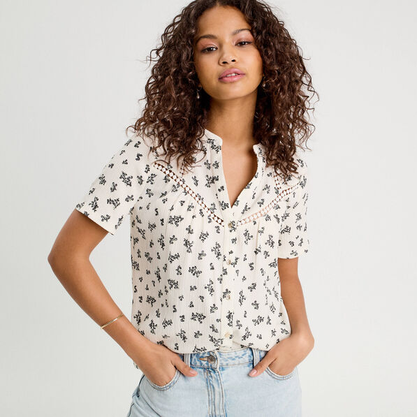 Blouse manches courtes blanc femme
