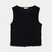 D&eacute;bardeur col rond aspect dentelle noir femme