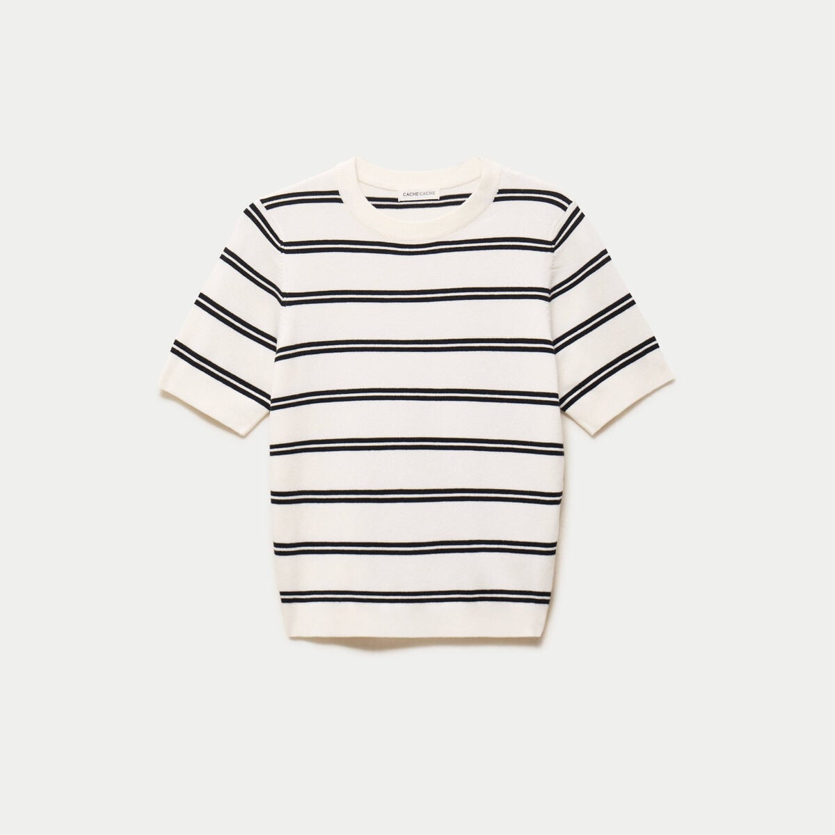 Pull ajust&eacute; court manches courtes blanc femme