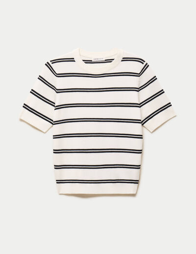Pull ajust&eacute; court manches courtes blanc femme