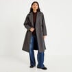 Manteau droit mi-long &agrave; manches longues gris femme