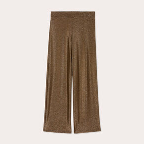 Pantalon large fils métallisés couleur or femme