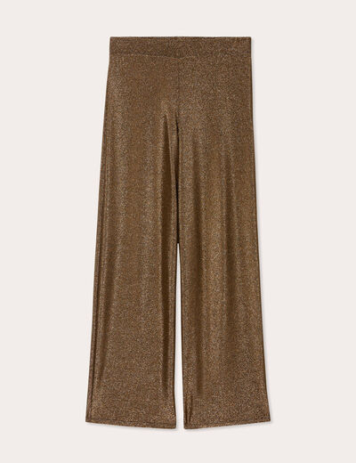 Pantalon large fils métallisés couleur or femme