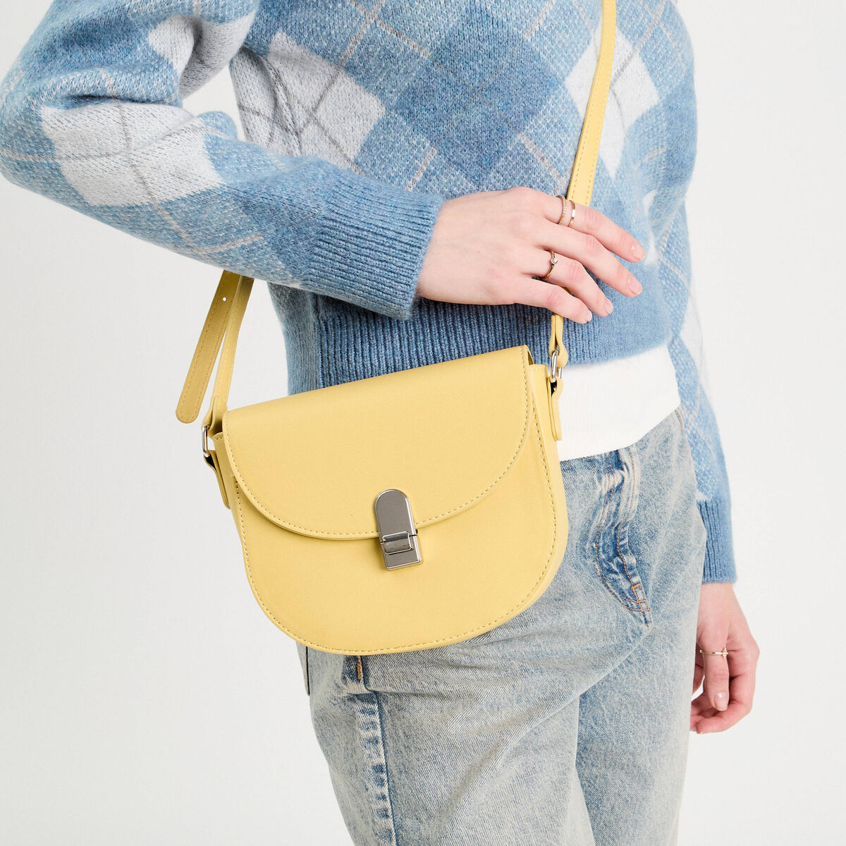 Sac besace jaune pastel femme