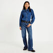 Chemise ample en jean col montant denim stone femme