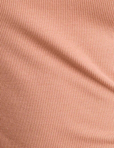 T-shirt manches longues côtelé vieux rose femme