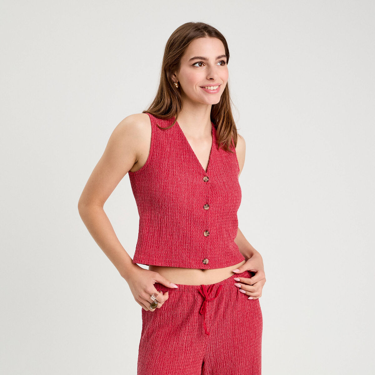 Débardeur sans manches rouge foncé femme