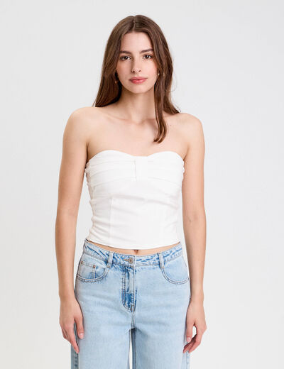 Bustier cintré sans manches ecru femme