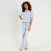 Chemise manches courtes brodée bleu femme