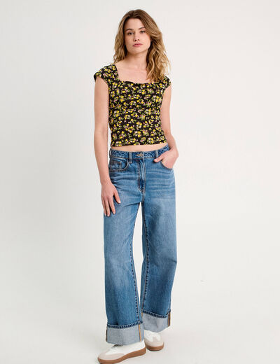 Blouse dos ouvert noir femme