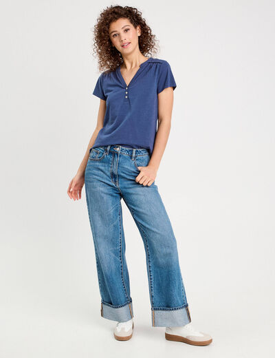 T-shirt manches courtes bleu foncé femme