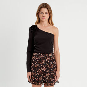 T-shirt asymétrique noir femme