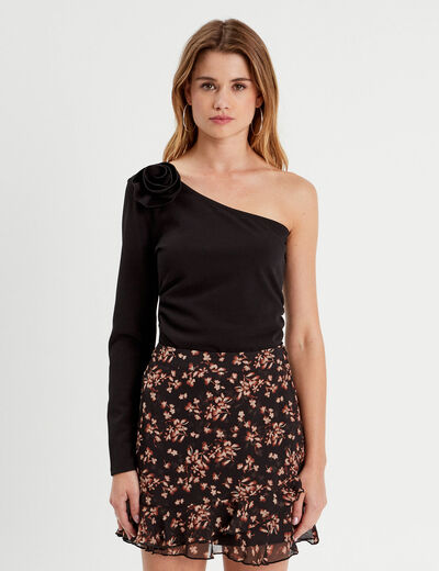 T-shirt asymétrique noir femme