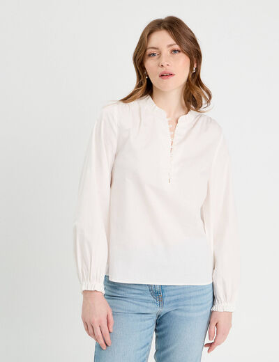 Blouse manches longues ecru femme