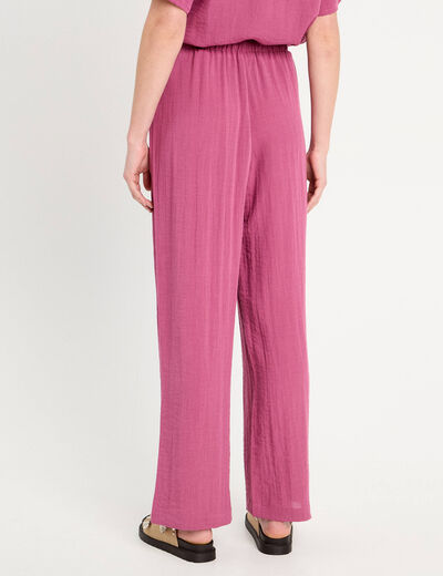 Pantalon large fluide prune femme