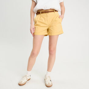 short chino ceinture jaune clair femme Short chino ceinturé jaune clair femme