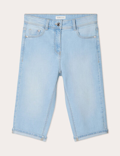 Bermuda skinny en jean denim bleach femme