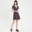 Robe évasée manches courtes noir femme
