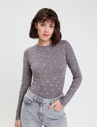 T-shirt manches longues gris foncé femme