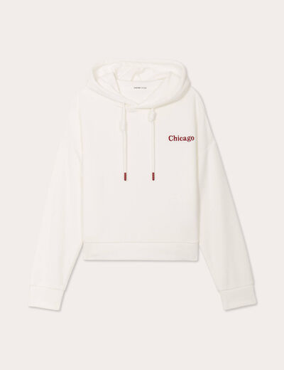 Sweat à capuche ecru femme