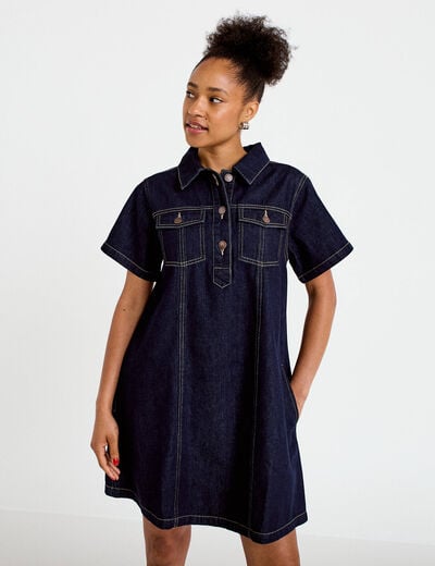 Robe droite en jean denim brut femme