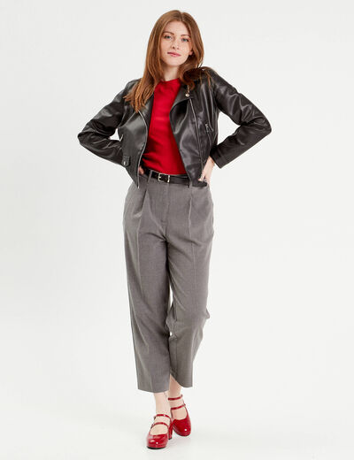 Veste biker simili cuir noir femme
